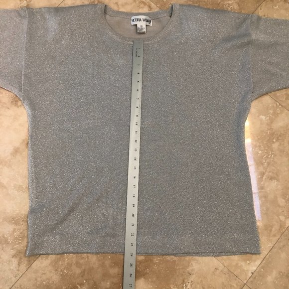 Sparkly Silver Short Sleeve Top by Victoria Woman Priced Too Low For A Discount - Picture 6 of 11